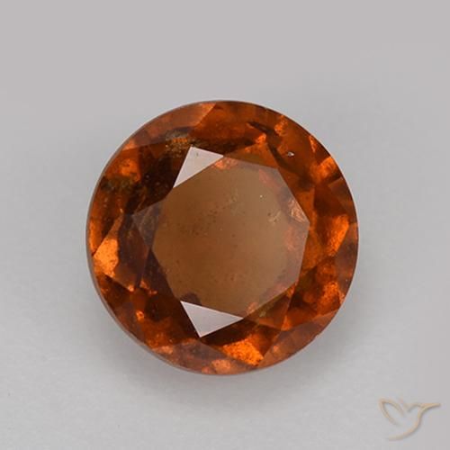 2.03 ct Orange Hessonite Garnet Stone, Natural Hessonite Garnet in Round Facet Shape for Sale