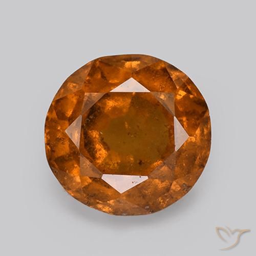 2.60 ct Orange Hessonite Garnet Gemstone, Hessonite Garnet Gem in Round Facet Shape for Sale.