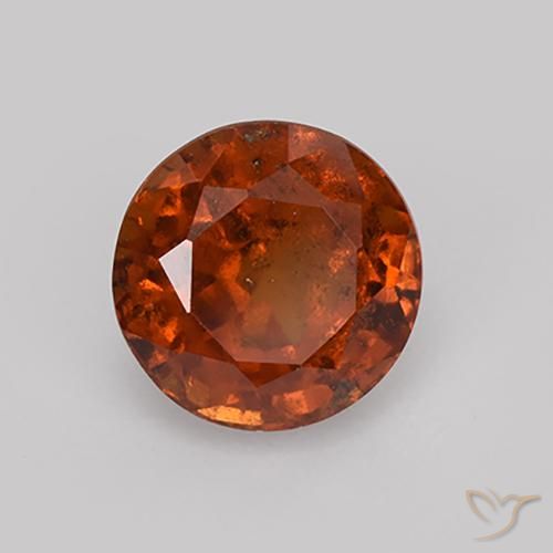 1.74 ct Orange Hessonite Garnet Stone, Natural Hessonite Garnet in Round Facet Shape for Sale