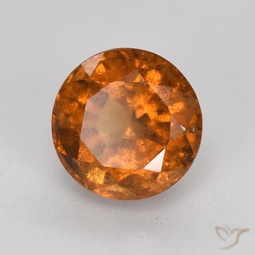 1.79 ct Orange Hessonite Garnet Stone, Natural Hessonite Garnet in Round Facet Shape for Sale