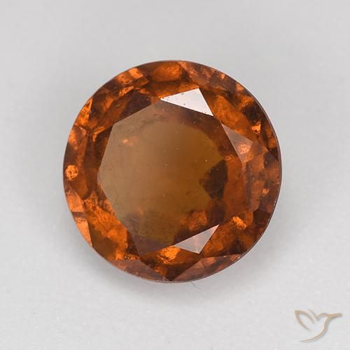 2.06 ct Orange Hessonite Garnet Stone, Natural Hessonite Garnet in Round Facet Shape for Sale