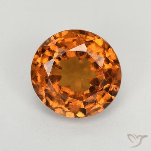 1.43ct Natural Medium-Dark Orange Hessonite Garnet, Round, VS