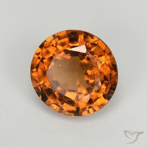 1.43 ct Orange Hessonite Garnet Stone, Natural Hessonite Garnet in Round Facet Shape for Sale