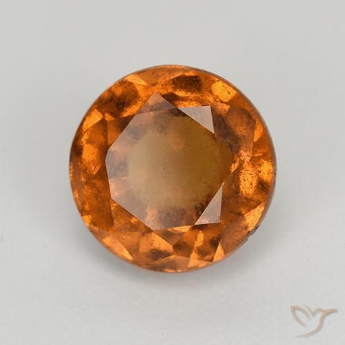 2.00 ct Orange Hessonite Garnet Stone, Natural Hessonite Garnet in Round Facet Shape for Sale