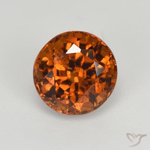 Deep Orange Hessonite Garnet Gem - 1.7ct Round Facet (ID: 519887)
