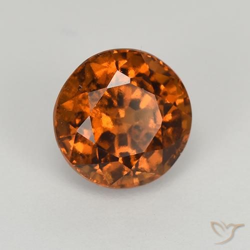 1.66 ct Orange Hessonite Garnet Stone, Natural Hessonite Garnet in Round Facet Shape for Sale