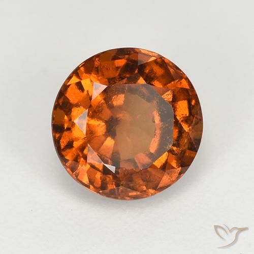 1.89 ct Orange Hessonite Garnet Stone, Natural Hessonite Garnet in Round Facet Shape for Sale