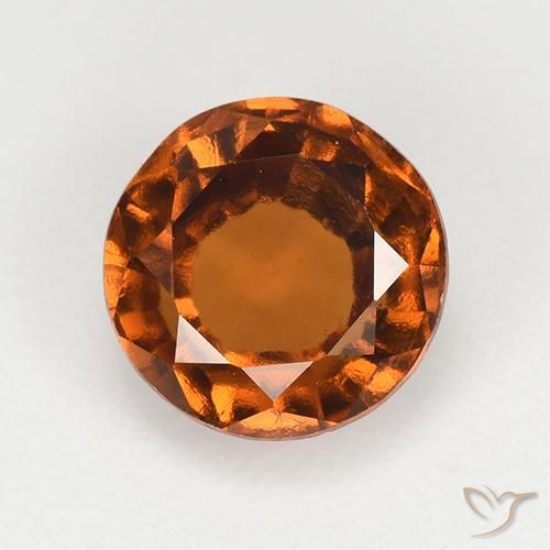 1.73 ct Orange Hessonite Garnet, 7.1 mm Round Cut From Madagascar, Photo A