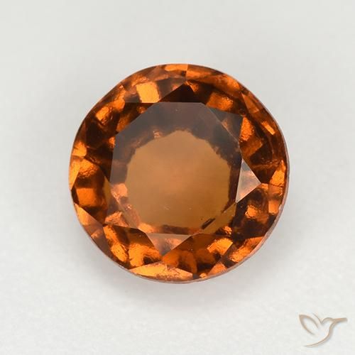 1.73 ct Orange Hessonite Garnet Stone, Natural Hessonite Garnet in Round Facet Shape for Sale
