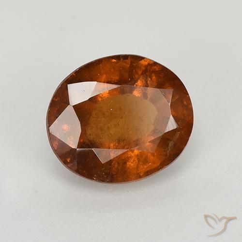 1.67 ct Orange Hessonite Garnet Stone, Natural Hessonite Garnet in Oval Facet Shape for Sale