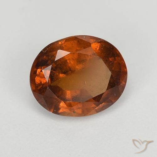 1.57 ct Orange Hessonite Garnet Stone, Natural Hessonite Garnet in Oval Facet Shape for Sale