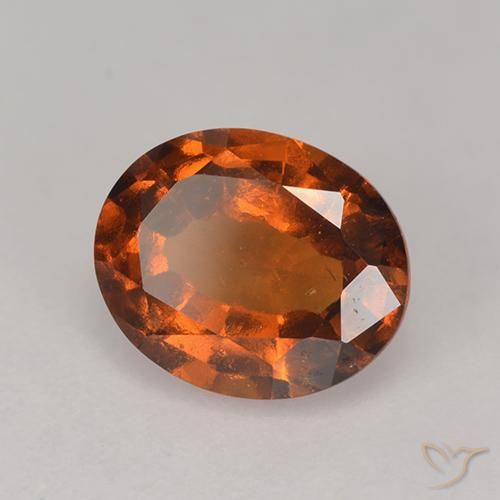 2.10 ct Orange Hessonite Garnet Stone, Natural Hessonite Garnet in Oval Facet Shape for Sale