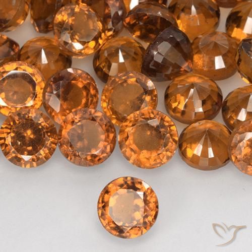 34.22 ctw Orange Hessonite Garnet Stones, Natural Hessonite Garnet in Round Facet Shape for Sale