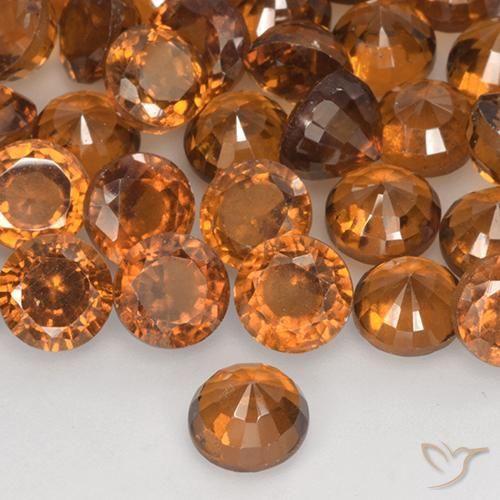 Hessonite Garnet Gemstones in 6 mm (calibrated) Size for Sale, Hessonite Garnet Stones in Deep Orange Color