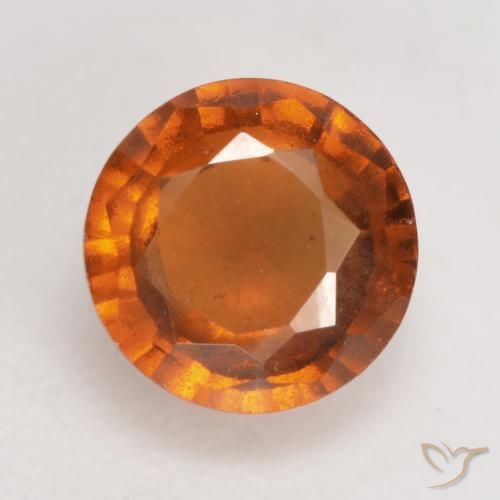 1.36ct Natural Medium-Dark Orange Hessonite Garnet, Round, VS-SI