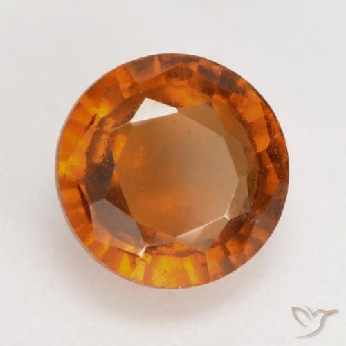 1.36 ct Orange Hessonite Garnet Stone, Natural Hessonite Garnet in Round Facet Shape for Sale
