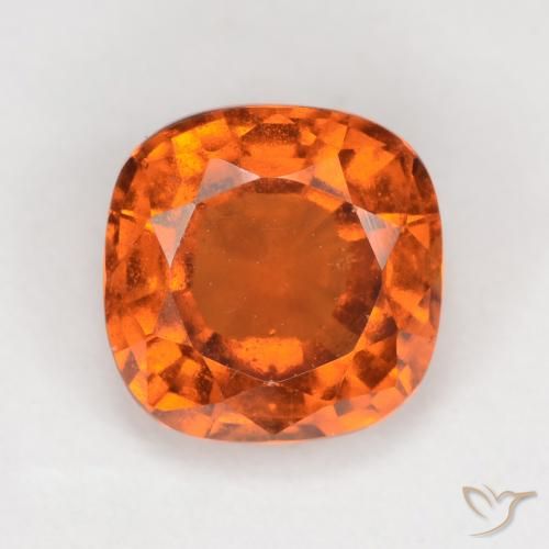 2.05ct Natural Medium Orange Hessonite Garnet, Cushion, VS