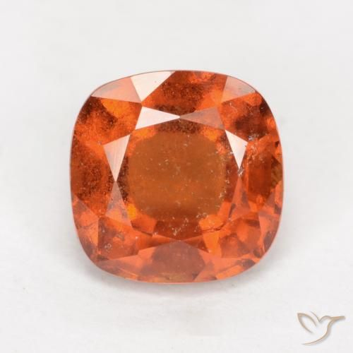 2.09ct Natural Medium Orange Hessonite Garnet, Cushion, VS-SI