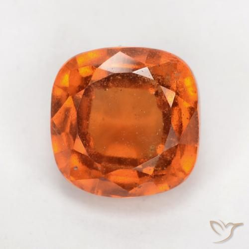 2.25ct Natural Deep Orange Hessonite Garnet, Cushion, VS-SI