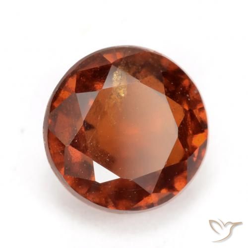 2.47 ct Orange Hessonite Garnet Stone, Natural Hessonite Garnet in Round Facet Shape for Sale