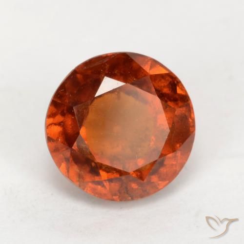 1.91 ct Orange Hessonite Garnet Stone, Natural Hessonite Garnet in Round Facet Shape for Sale