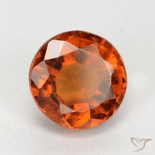 1.91 ct Orange Hessonite Garnet Stone, Natural Hessonite Garnet in Round Facet Shape for Sale