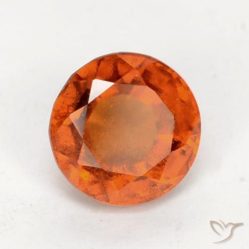 1.70 ct Orange Hessonite Garnet Stone, Natural Hessonite Garnet in Round Facet Shape for Sale