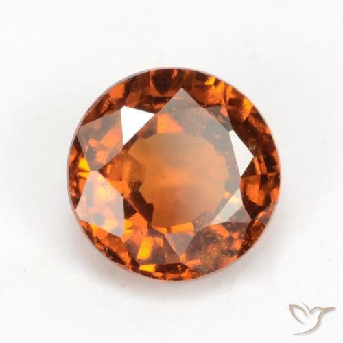 1.61 ct Orange Hessonite Garnet Stone, Natural Hessonite Garnet in Round Facet Shape for Sale