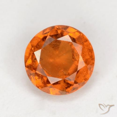 1.43ct Natural Deep Orange Hessonite Garnet, Round, VS-SI