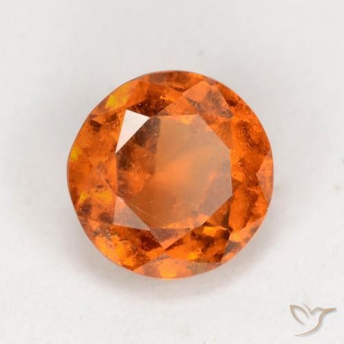 1.43 ct Orange Hessonite Garnet Stone, Natural Hessonite Garnet in Round Facet Shape for Sale