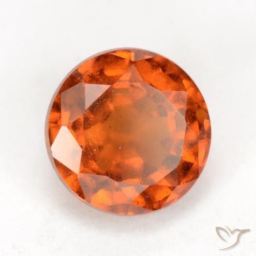 1.51 ct Orange Hessonite Garnet Stone, Natural Hessonite Garnet in Round Facet Shape for Sale