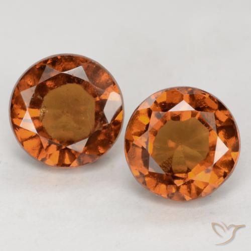 2 pezzi Granato essonite arancione Rotondo abbinato di dimensioni 6,4mm, peso 2,98 ct totali / media. 1,49 ct ciascuno, giallo in purezza VS, gemma naturale non trattati, durezza Mohs 6,5 - 7,5 adatto per gioielli da indossare ogni giorno , Photo A