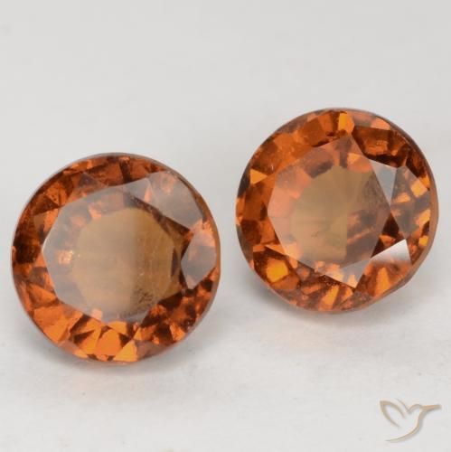 2.98 ctw Orange Hessonite Garnet Stones, Natural Hessonite Garnet in Round Facet Shape for Sale