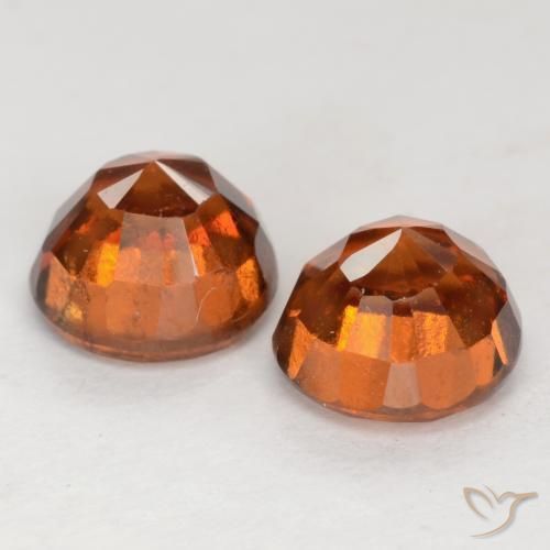 Hessonite Garnet Gemstones in 6.5 mm (calibrated) Size for Sale, Hessonite Garnet Stones in Deep Orange Color