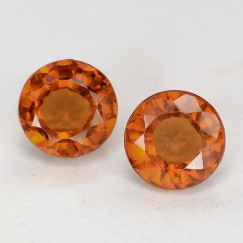 Medium-Dark Orange Hessonite Garnet Gem - 0.9ct Round Facet (ID: 539675)