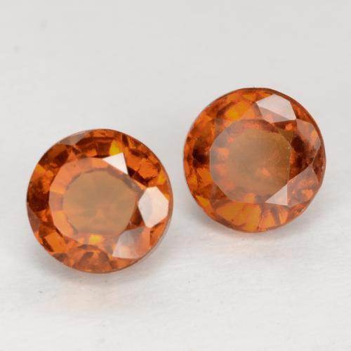 1.77 ctw Orange Hessonite Garnet Stones, Natural Hessonite Garnet in Round Facet Shape for Sale