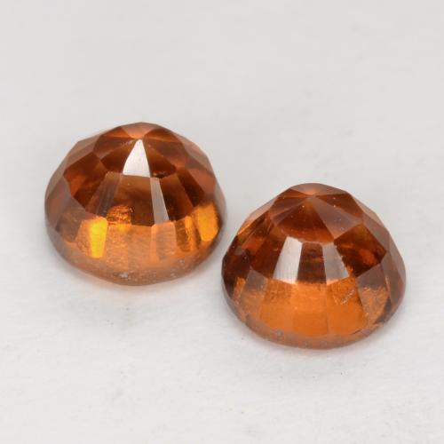 Hessonite Garnet Gemstones in 5 mm (calibrated) Size for Sale, Hessonite Garnet Stones in Medium-Dark Orange Color