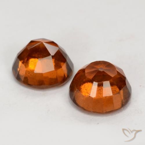 Hessonite Garnet Gemstones in 6 mm (calibrated) Size for Sale, Hessonite Garnet Stones in Amber Orange Color