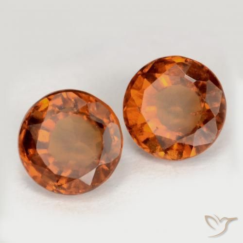 2.53 ctw Orange Hessonite Garnet Stones, Natural Hessonite Garnet in Round Facet Shape for Sale
