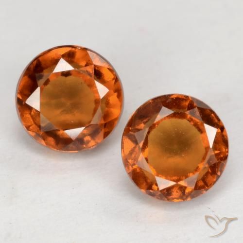 Medium-Dark Orange Hessonite Garnet Gem - 0.9ct Round Facet (ID: 539678)