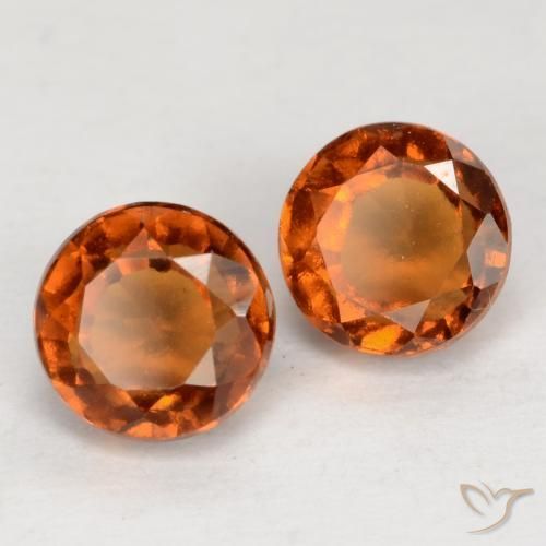 1.77 ctw Orange Hessonite Garnet Stones, Natural Hessonite Garnet in Round Facet Shape for Sale