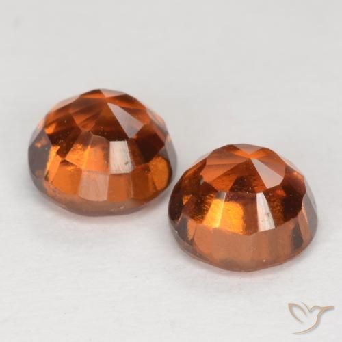 Hessonite Garnet Gemstones in 5.5 mm (calibrated) Size for Sale, Hessonite Garnet Stones in Reddish Orange Color