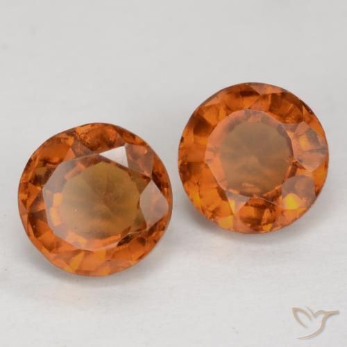 2.57 ctw Orange Hessonite Garnet Stones, Natural Hessonite Garnet in Round Facet Shape for Sale
