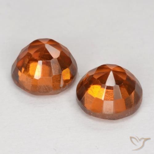 Hessonite Garnet Gemstones in 6 mm (calibrated) Size for Sale, Hessonite Garnet Stones in Medium-Dark Orange Color