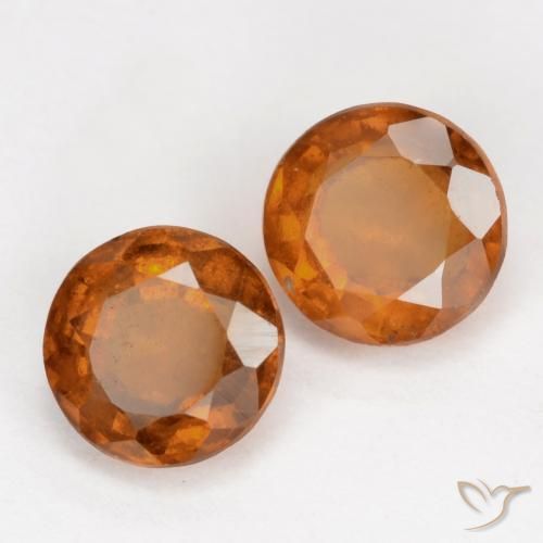 2.36 ctw Orange Hessonite Garnet Stones, Natural Hessonite Garnet in Round Facet Shape for Sale