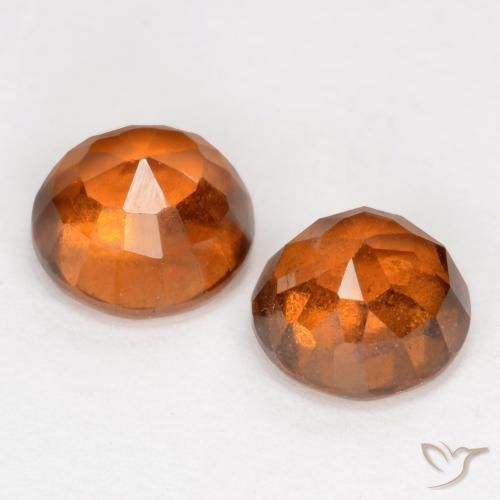 Hessonite Garnet Gemstones in 6 mm (calibrated) Size for Sale, Hessonite Garnet Stones in Medium-Dark Orange Color