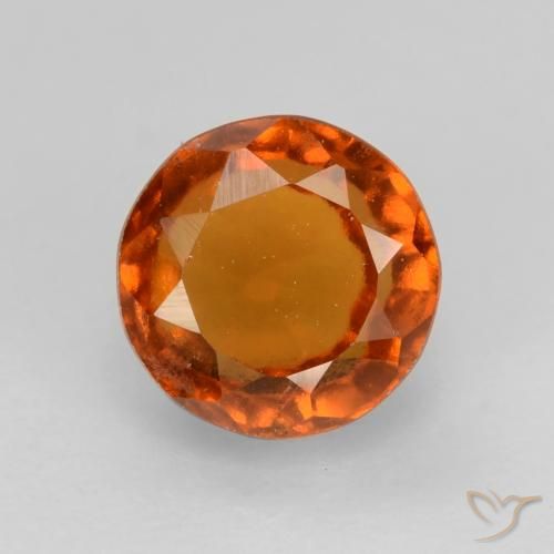Naranja rojizo Granate Hesonita Gema - 1.4ct Faceta Redonda (ID: 539683)