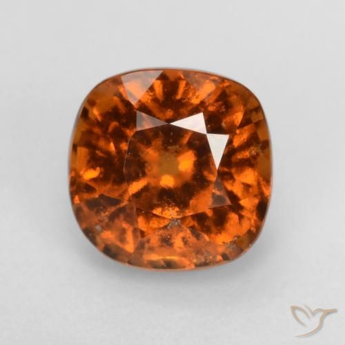 1.68ct Natural Deep Orange Hessonite Garnet, Cushion, VS-SI