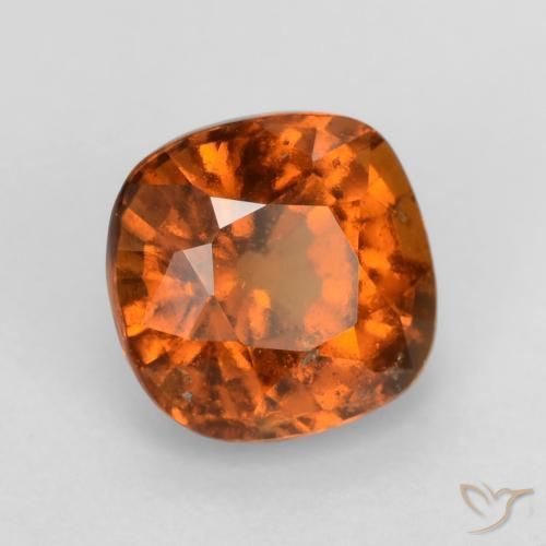 1.68 ct Orange Hessonite Garnet Stone, Natural Hessonite Garnet in Cushion-Cut Shape for Sale