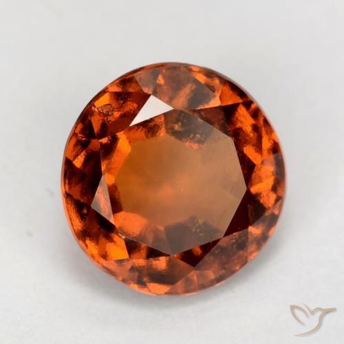 2.10 ct Orange Hessonite Garnet Stone, Natural Hessonite Garnet in Round Facet Shape for Sale
